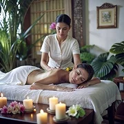 mujer recibiendo masaje